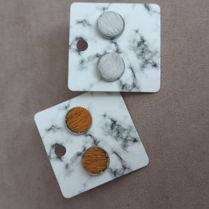 Genuine cowhide stud earrings